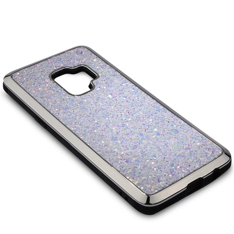Glittery Sequins 2-in-1 Electroplating PC+ Soft TPU Hybrid Case for Samsung Galaxy S9 - Silver-2