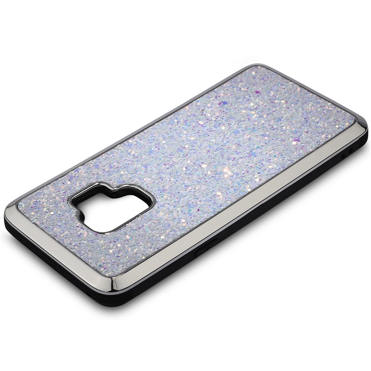 Glittery Sequins 2-in-1 Electroplating PC+ Soft TPU Hybrid Case for Samsung Galaxy S9 - Silver-3