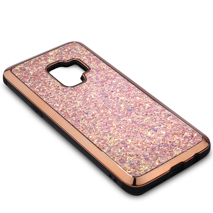 Glittery Sequins 2-in-1 Electroplating PC+ Soft TPU Hybrid Case for Samsung Galaxy S9 - Rose Gold-2