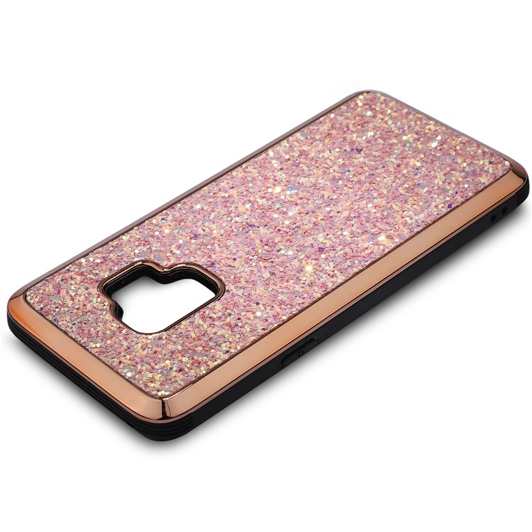Glittery Sequins 2-in-1 Electroplating PC+ Soft TPU Hybrid Case for Samsung Galaxy S9 - Rose Gold-3