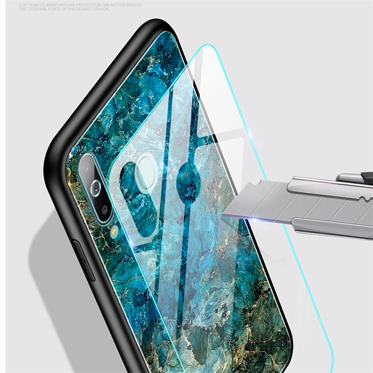Farbverlauf Hartglas + PC + TPU Hybrid-Gehäuse Für Samsung Galaxy A50 - Smaragd-4