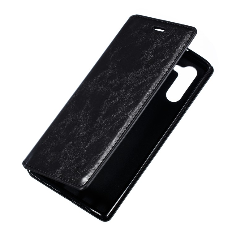 Auto-absorbido Caballo Loco Textura PU Cuero Soporte Caso Para Samsung Galaxy Note 10 - Negro-10
