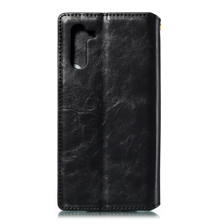 Auto-absorbido Caballo Loco Textura PU Cuero Soporte Caso Para Samsung Galaxy Note 10 - Negro-3