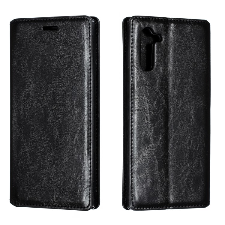 Auto-absorbido Caballo Loco Textura PU Cuero Soporte Caso Para Samsung Galaxy Note 10 - Negro-4