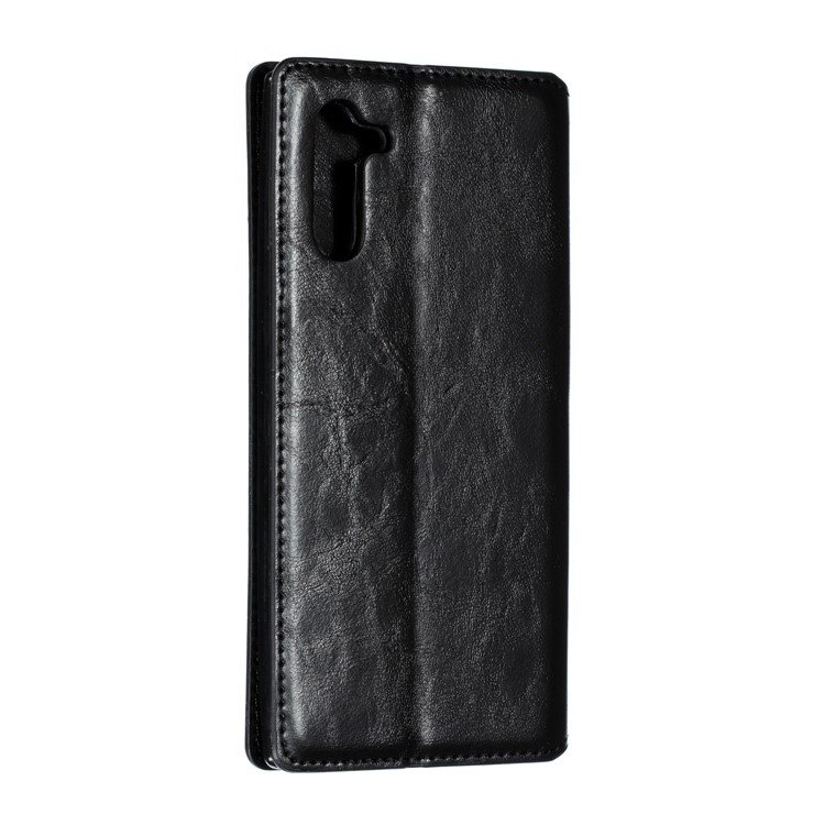 Auto-absorbido Caballo Loco Textura PU Cuero Soporte Caso Para Samsung Galaxy Note 10 - Negro-6