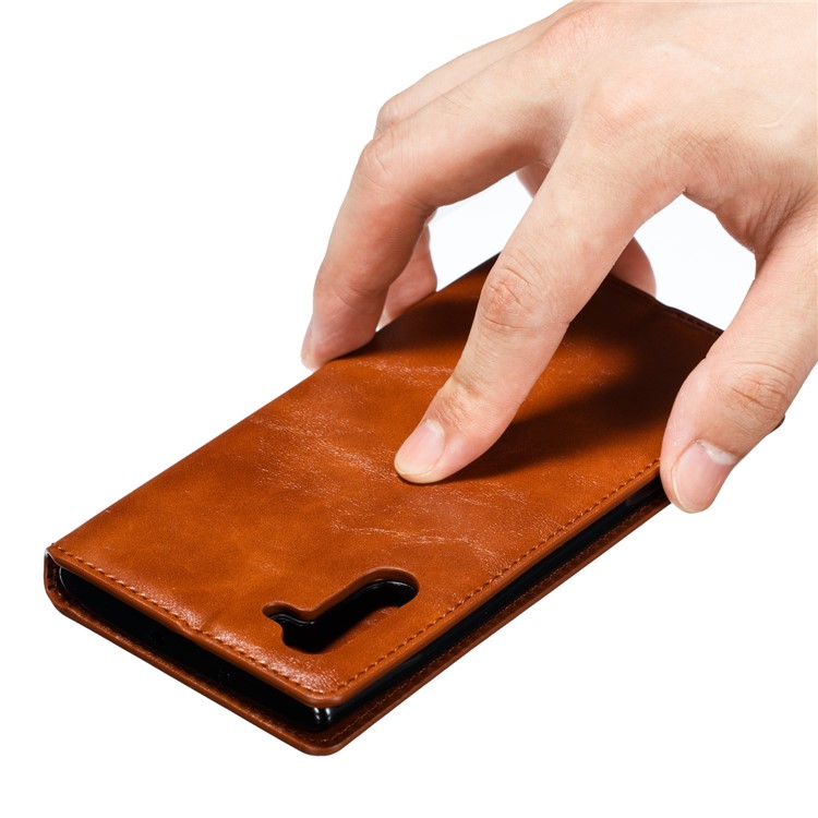 Auto-absorbed Crazy Horse Texture PU Leather Stand Case for Samsung Galaxy Note 10/Note 10 5G - Brown-11