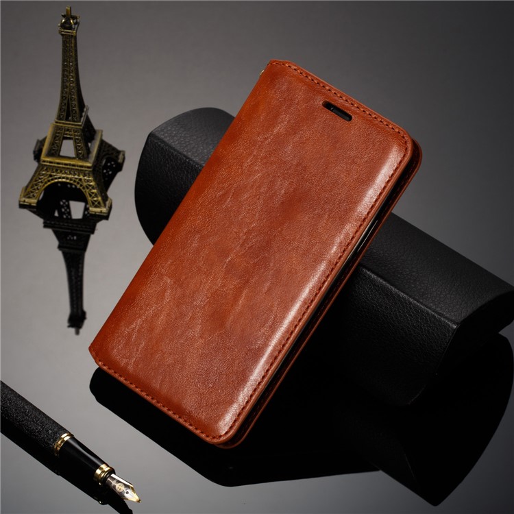 Auto-absorbed Crazy Horse Texture PU Leather Stand Case for Samsung Galaxy Note 10/Note 10 5G - Brown-12