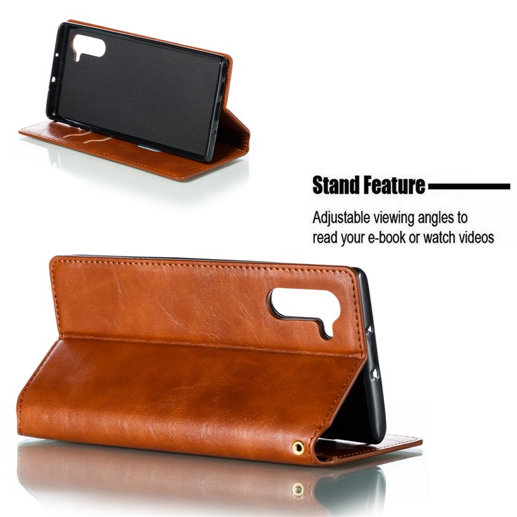 Auto-absorbed Crazy Horse Texture PU Leather Stand Case for Samsung Galaxy Note 10/Note 10 5G - Brown-7
