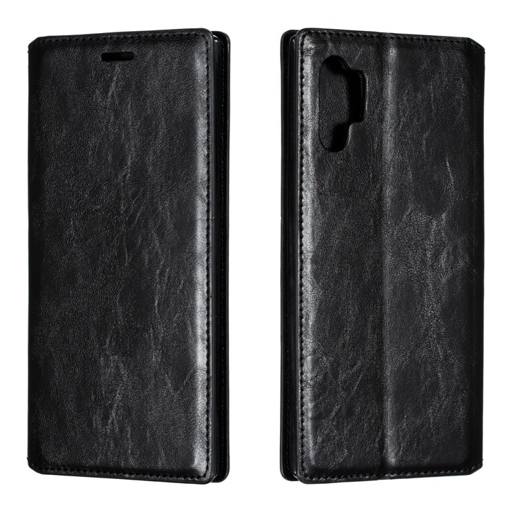 Crazy Horse Texture Strong Magnetic Leather Wallet Phone Cover Case for Samsung Galaxy Note 10+/Note 10 Plus/10 Plus 5G - Black-6