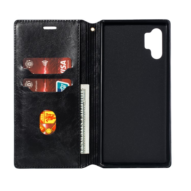 Crazy Horse Texture Strong Magnetic Leather Wallet Phone Cover Case for Samsung Galaxy Note 10+/Note 10 Plus/10 Plus 5G - Black-7