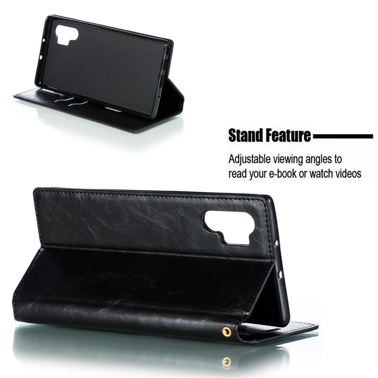 Crazy Horse Texture Strong Magnetic Leather Wallet Phone Cover Case for Samsung Galaxy Note 10+/Note 10 Plus/10 Plus 5G - Black-8