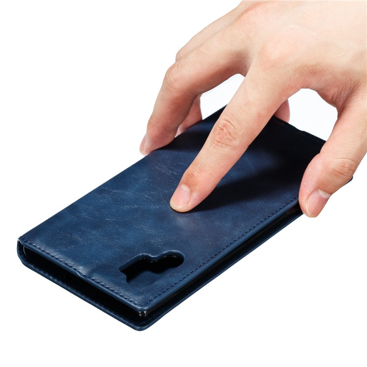 Crazy Horse Texture Strong Magnetic Leather Wallet Phone Cover Case for Samsung Galaxy Note 10+/Note 10 Plus/10 Plus 5G - Blue-11