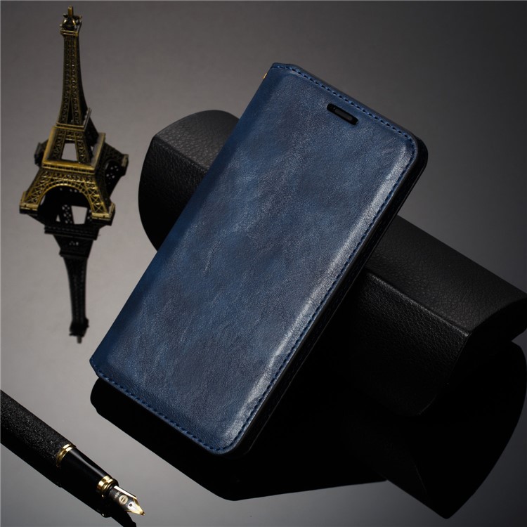 Crazy Horse Texture Strong Magnetic Leather Wallet Phone Cover Case for Samsung Galaxy Note 10+/Note 10 Plus/10 Plus 5G - Blue-12
