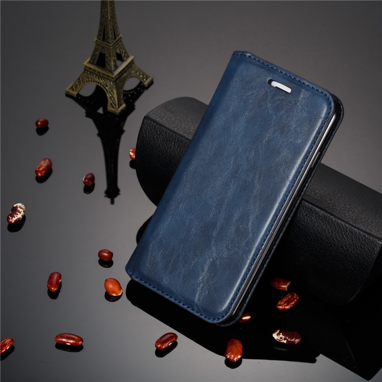 Crazy Horse Texture Strong Magnetic Leather Wallet Phone Cover Case for Samsung Galaxy Note 10+/Note 10 Plus/10 Plus 5G - Blue-13