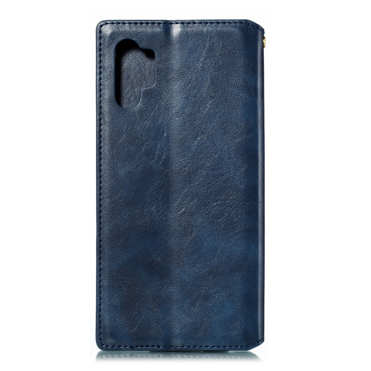 Crazy Horse Texture Strong Magnetic Leather Wallet Phone Cover Case for Samsung Galaxy Note 10+/Note 10 Plus/10 Plus 5G - Blue-3