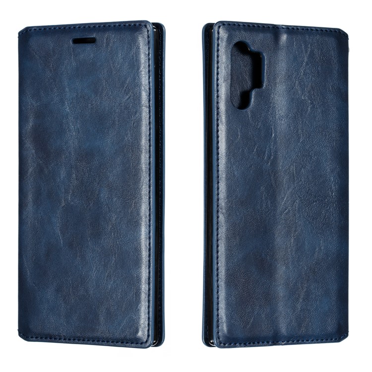 Crazy Horse Texture Strong Magnetic Leather Wallet Phone Cover Case for Samsung Galaxy Note 10+/Note 10 Plus/10 Plus 5G - Blue-6
