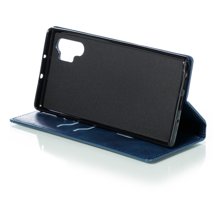 Crazy Horse Texture Strong Magnetic Leather Wallet Phone Cover Case for Samsung Galaxy Note 10+/Note 10 Plus/10 Plus 5G - Blue-9