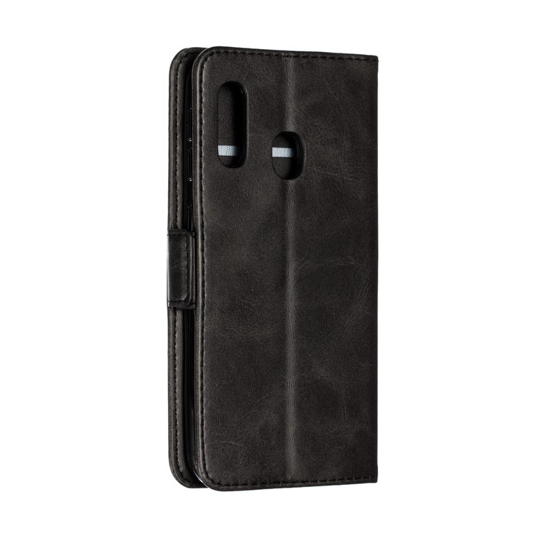 PU Leather Wallet Stand Flip Phone Case Cover for Samsung Galaxy A20e - Black-6