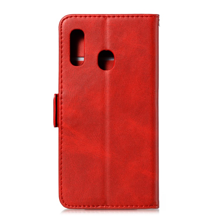 PU Leather Wallet Stand Flip Phone Case Cover for Samsung Galaxy A20e - Red-3