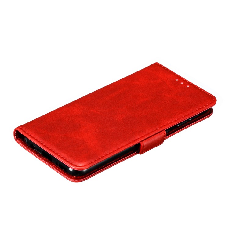 PU Leather Wallet Stand Flip Phone Case Cover for Samsung Galaxy A20e - Red-8