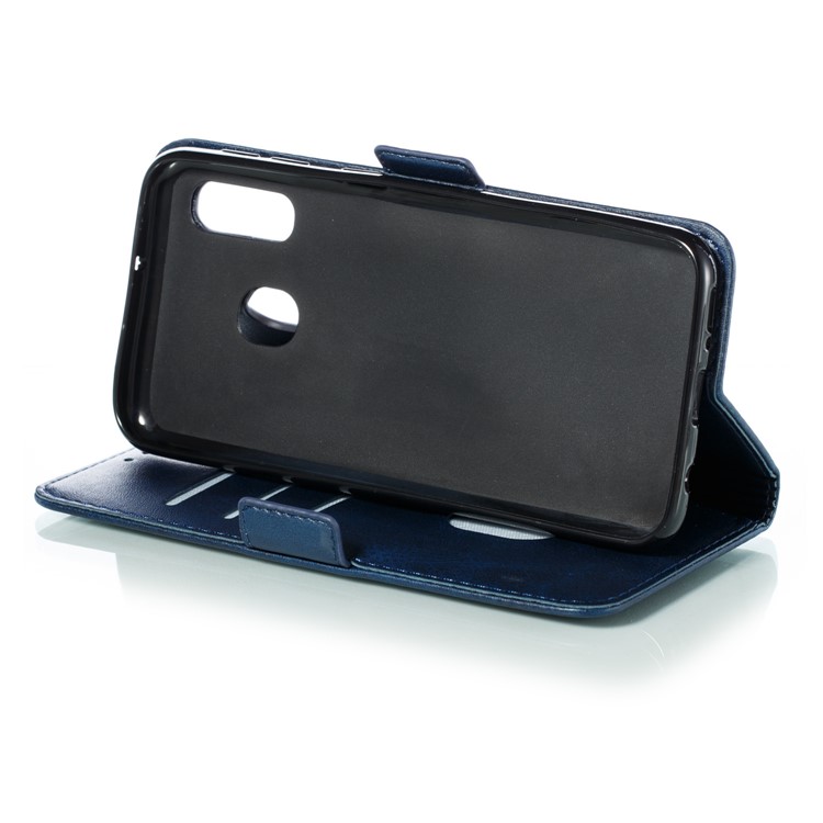PU Leather Wallet Stand Flip Phone Case Cover for Samsung Galaxy A20e - Blue-11