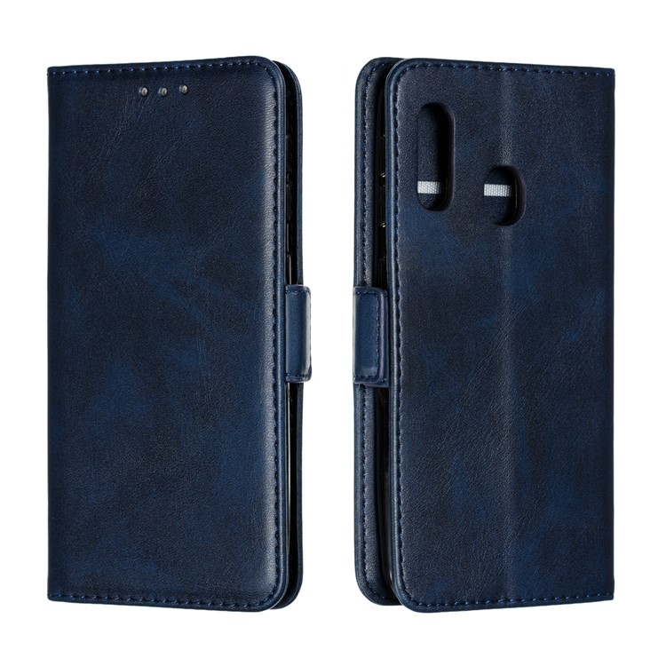 PU Leather Wallet Stand Flip Phone Case Cover for Samsung Galaxy A20e - Blue-4