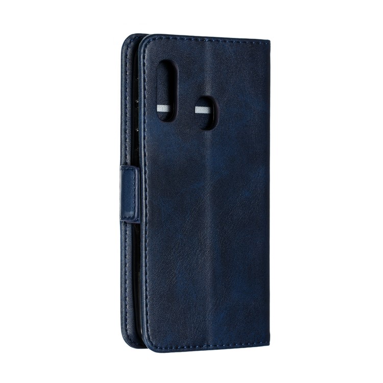 PU Leather Wallet Stand Flip Phone Case Cover for Samsung Galaxy A20e - Blue-6
