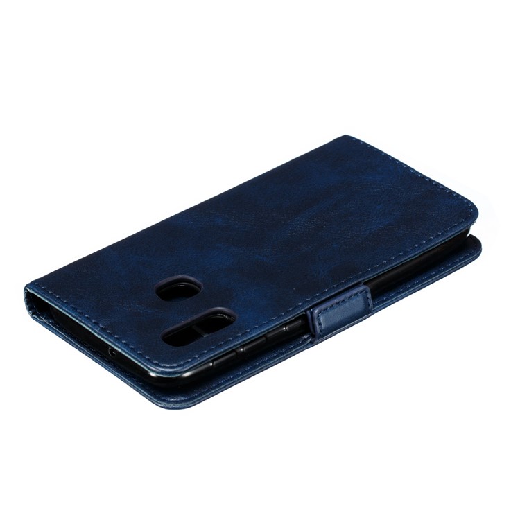 PU Leather Wallet Stand Flip Phone Case Cover for Samsung Galaxy A20e - Blue-9