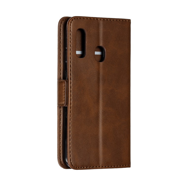 PU Leather Wallet Stand Flip Phone Case Cover for Samsung Galaxy A20e - Coffee-6