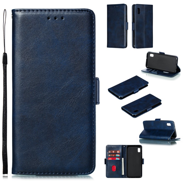 PU Leather Wallet Stand Flip Phone Case Cover for Samsung Galaxy A10e - Blue-1