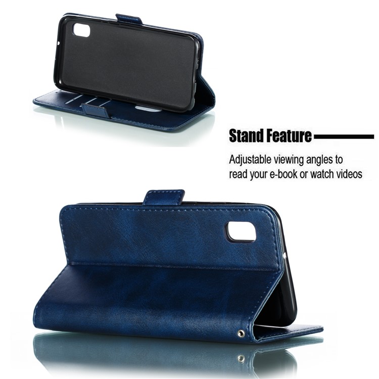 PU Leather Wallet Stand Flip Phone Case Cover for Samsung Galaxy A10e - Blue-10