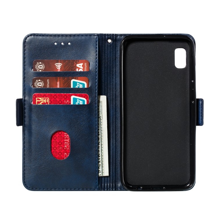 PU Leather Wallet Stand Flip Phone Case Cover for Samsung Galaxy A10e - Blue-7