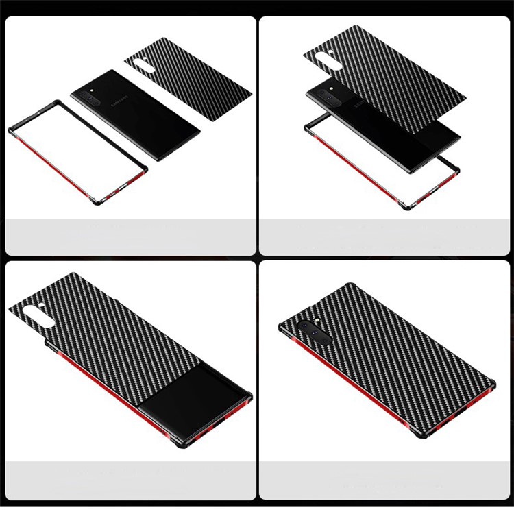 Carbon Fiber Texture Detachable 2-in-1 Metal+Aluminium Alloy Electroplating Back Shell for Samsung Galaxy Note 10 Plus/10 Plus 5G - Black/Red-5