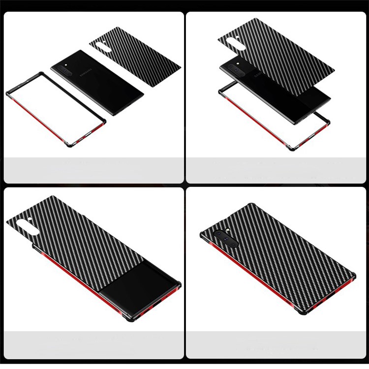 Carbon Fiber Texture Detachable 2-in-1 Metal+Aluminium Alloy Electroplating Back Shell for Samsung Galaxy Note 10 Pro - Black/Red-5