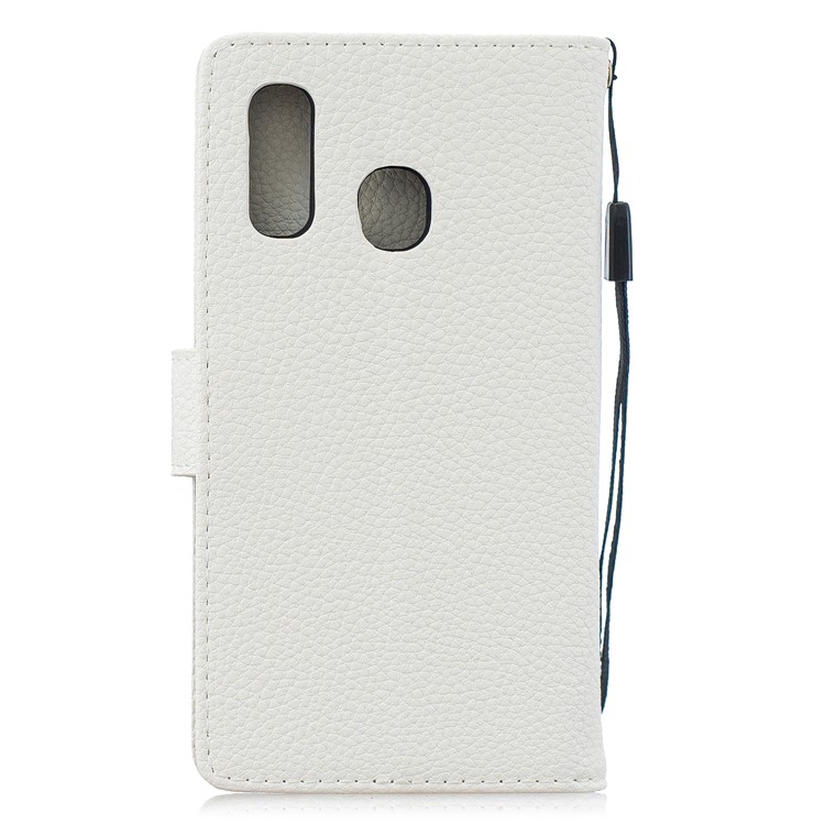 Litchi Skin Wallet Leather Stand Case for Samsung Galaxy A20e - White-2