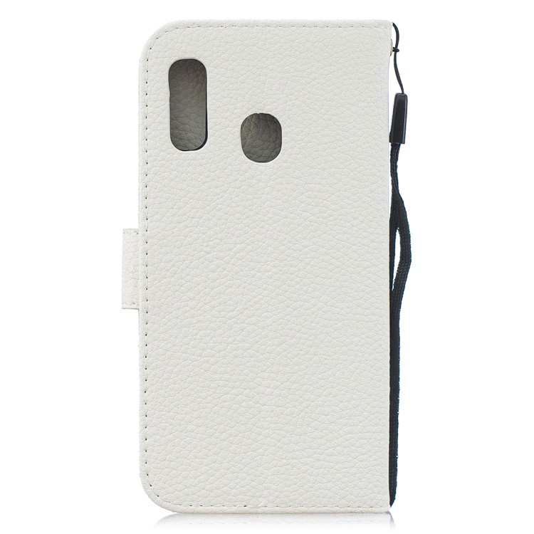 Litchi Skin Wallet Leather Stand Case for Samsung Galaxy A40 - White-4