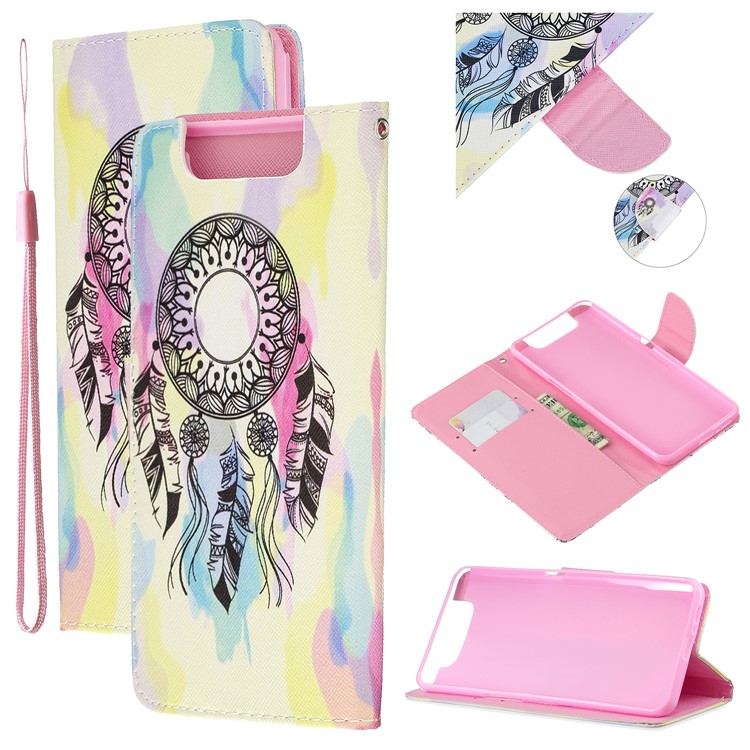 Pattern Printing Leather Wallet Case for Samsung Galaxy A80/A90 - Dream Catcher-1