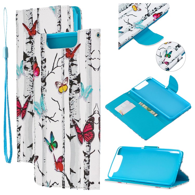 Pattern Printing Leather Wallet Case for Samsung Galaxy A80/A90 - Vivid Butterflies-1