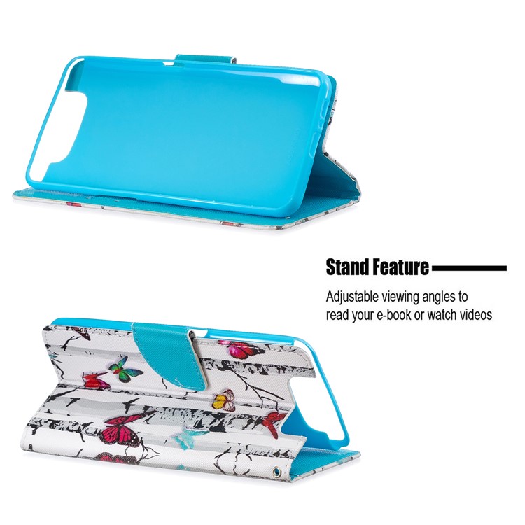 Pattern Printing Leather Wallet Case for Samsung Galaxy A80/A90 - Vivid Butterflies-6