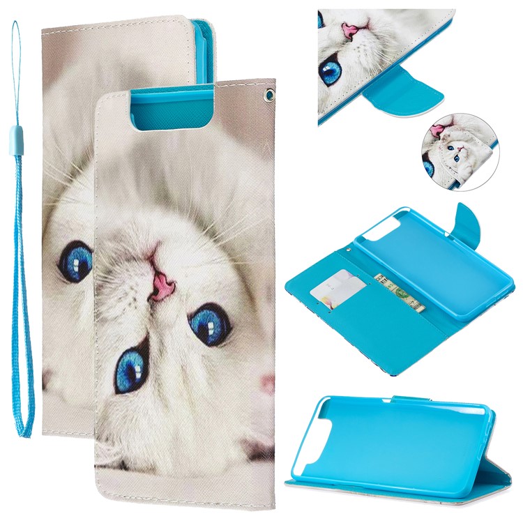Pattern Printing Leather Wallet Case for Samsung Galaxy A80/A90 - Cat-1