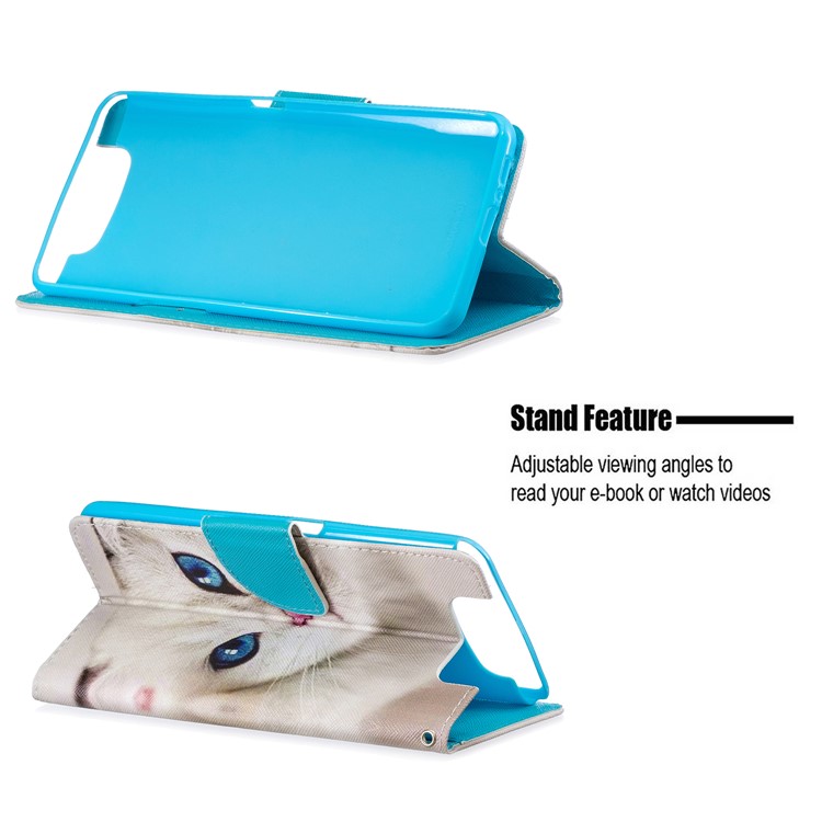 Pattern Printing Leather Wallet Case for Samsung Galaxy A80/A90 - Cat-2