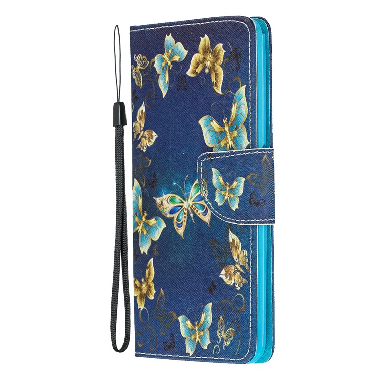 Pattern Printing Leather Wallet Case for Samsung Galaxy A80/A90 - Blue Butterflies-4