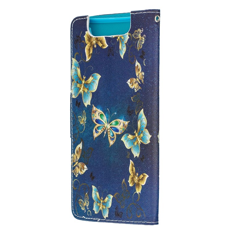 Pattern Printing Leather Wallet Case for Samsung Galaxy A80/A90 - Blue Butterflies-5
