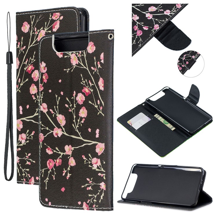 Pattern Printing Leather Wallet Case for Samsung Galaxy A80/A90 - Beautiful Flowers-1