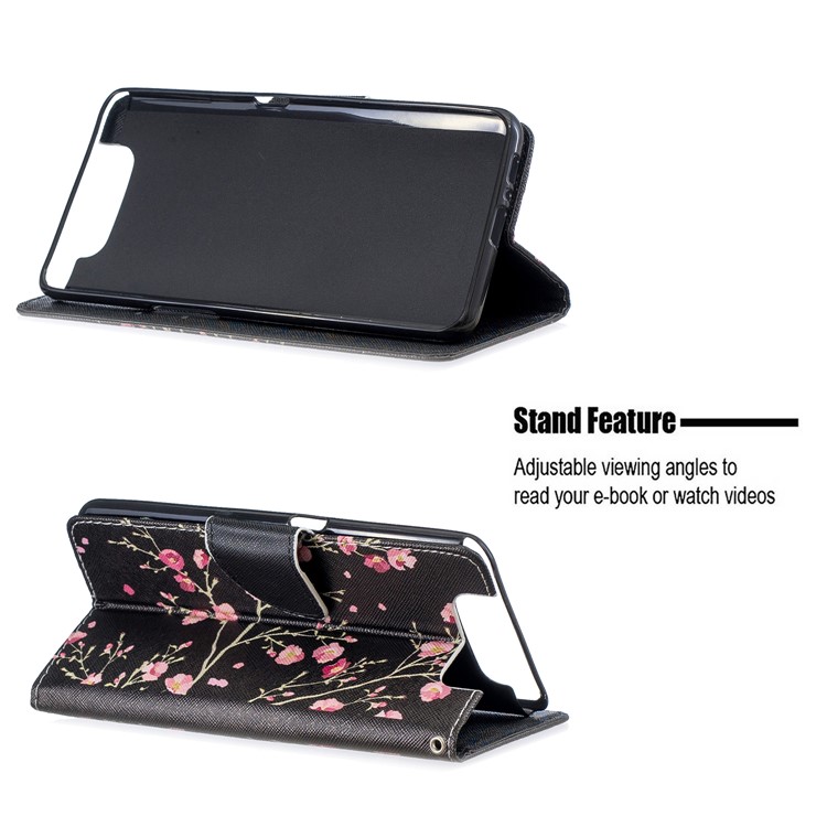 Pattern Printing Leather Wallet Case for Samsung Galaxy A80/A90 - Beautiful Flowers-2