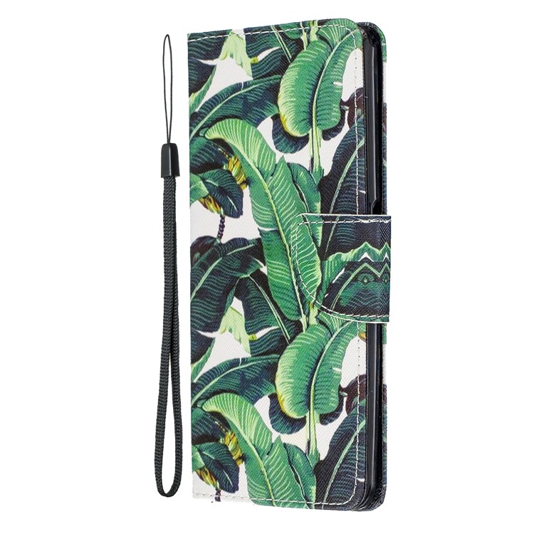 Pattern Printing Leather Wallet Case for Samsung Galaxy A80/A90 - Leaf-4