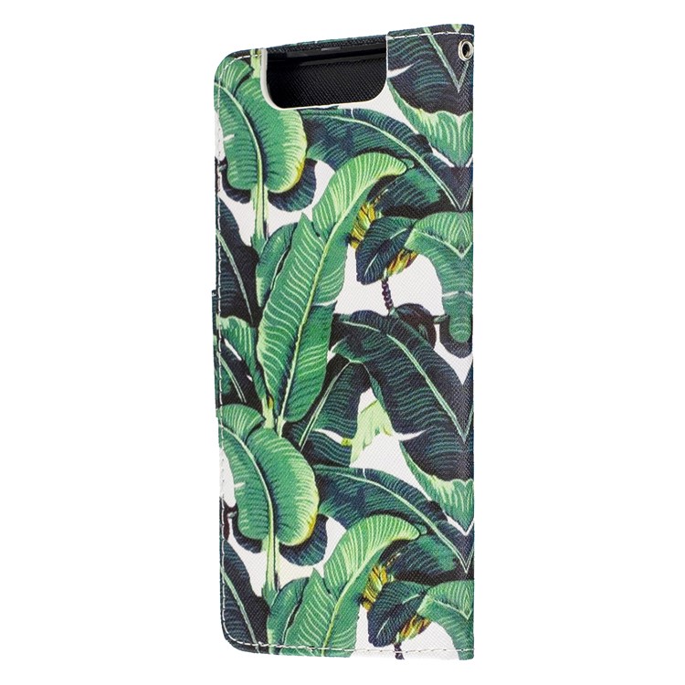 Pattern Printing Leather Wallet Case for Samsung Galaxy A80/A90 - Leaf-5