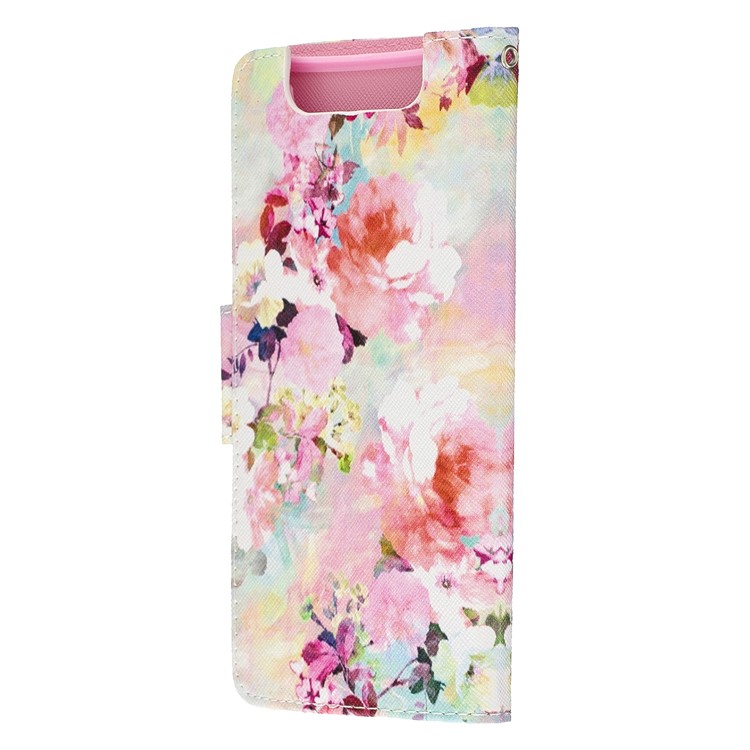 Pattern Printing Leather Wallet Case for Samsung Galaxy A80/A90 - Pretty Flowers-5