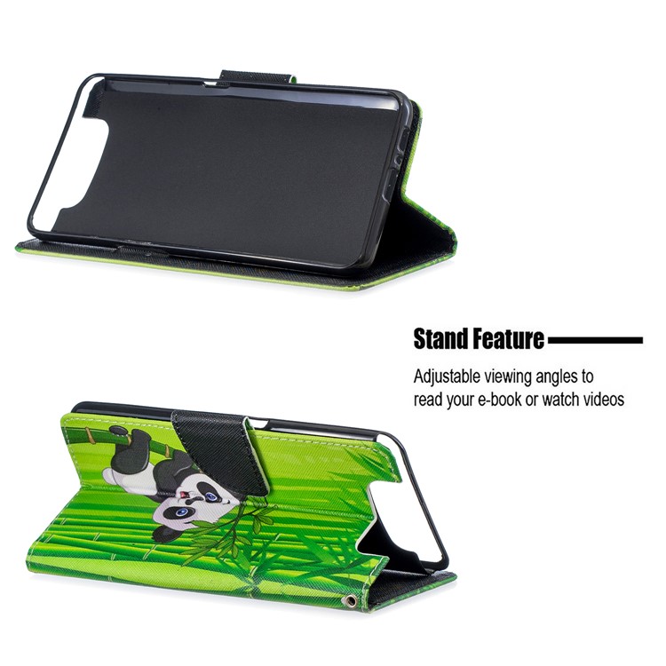 Pattern Printing Leather Wallet Case for Samsung Galaxy A80/A90 - Panda-2