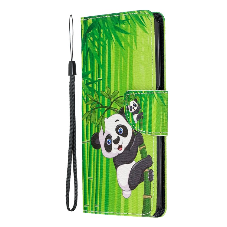 Pattern Printing Leather Wallet Case for Samsung Galaxy A80/A90 - Panda-3